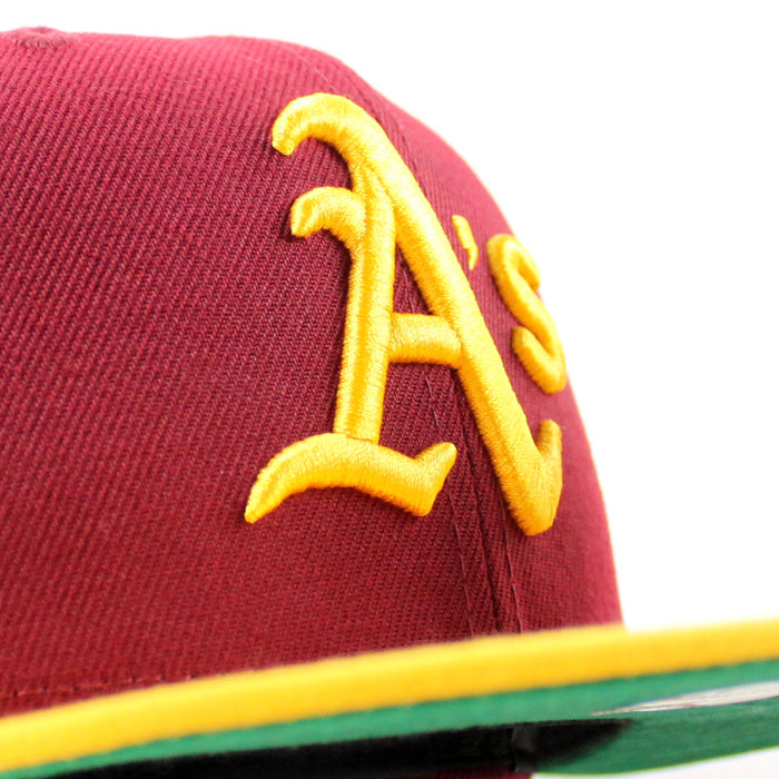 Oakland Athletics Ricky Henderson New Era 59Fifty Fitted Hat (Cardinal Red Gold Green Under Brim)