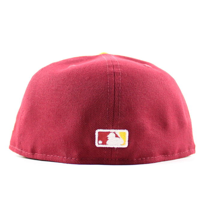 Oakland Athletics Ricky Henderson New Era 59Fifty Fitted Hat (Cardinal Red Gold Green Under Brim)
