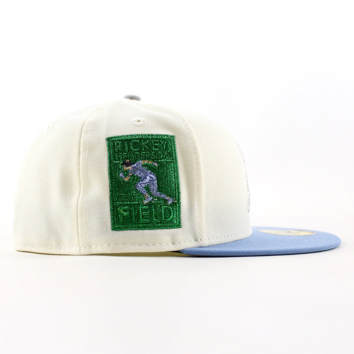 Oakland Athletics Ricky Henderson New Era 59Fifty Fitted Hat (Chrome White Sky Blue Gray Under Brim)