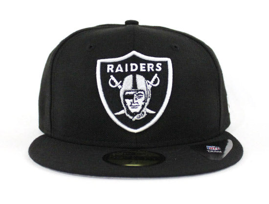 Oakland Raiders 59Fifty Fitted Hat (BLACK WHITE GRAY UNDER BRIM)