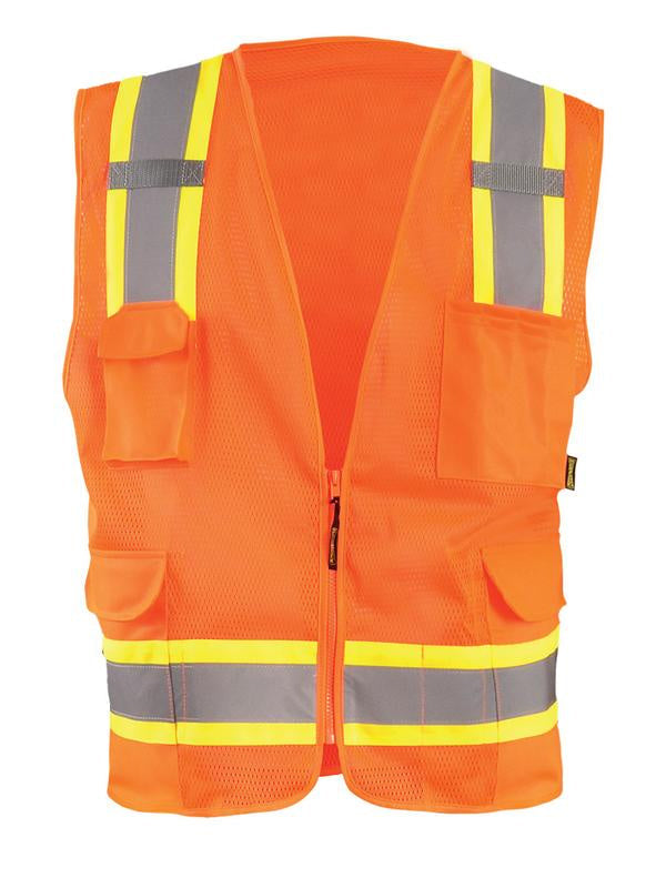 OccuNomix High Visibility Two-Tone Surveyor Mesh Vest Vests OccuNomix Orange 2XL Reg