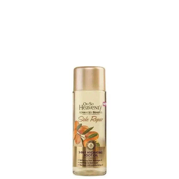 Oh So Heavenly Advanced Benefits Sole Repair 3-in-1 Hydrating Foot Oil with Argan Oil and Shea Butter for moisturizing feet and nails
