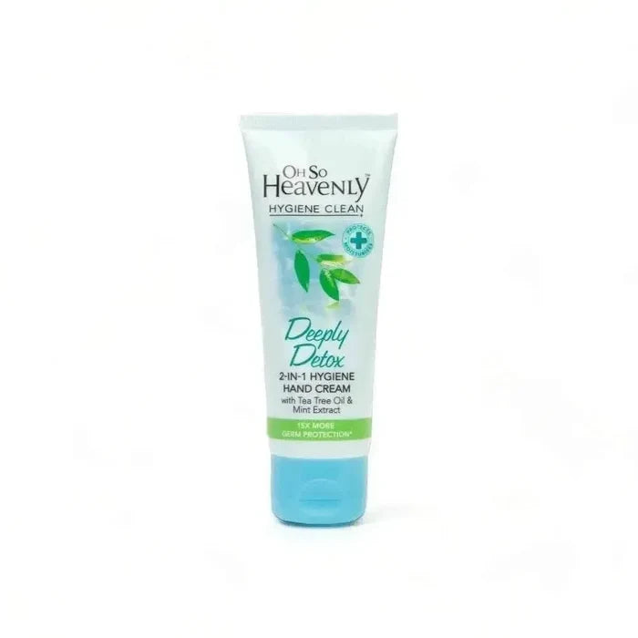 Oh So Heavenly Hygiene Clean Hand Cream Deeply Detox 75ml with Tea Tree Oil and Mint Extract moisturizing and germ protection