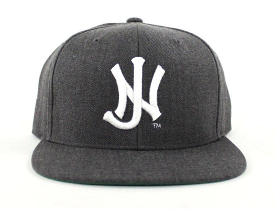 Old School NJ Snapback Hat (Dark Gray White Green Under brim)