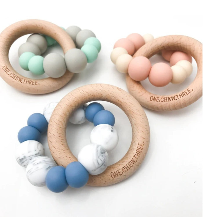 ONE.CHEW.THREE - Silicone and Beech Wood Teether
