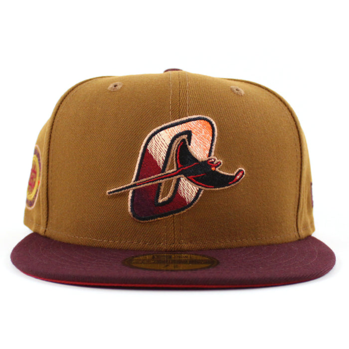 Orlando Rays HOMETOWN COLLECTION New Era 59Fifty Fitted Hat (TOASTED PEANUT MAROON PINOT RED UNDER Brim)