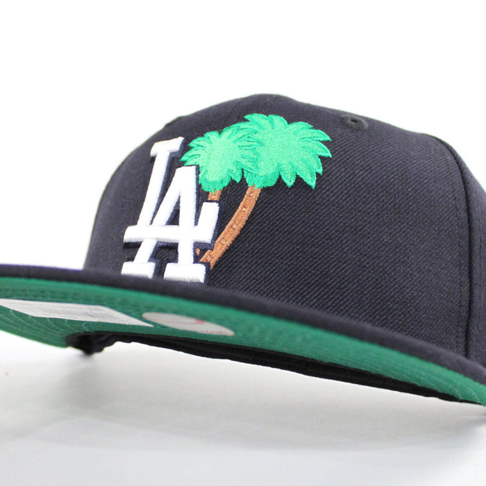Palm Tree Los Angeles Dodgers New Era 59Fifty Fitted Hat (Navy Green Under Brim)
