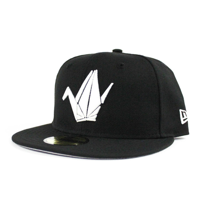 Paper Bird Origami New Era Fitted 59Fifty Hat (Black Glow in the Dark Gray Under Brim)
