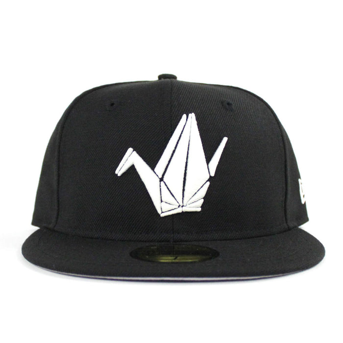 Paper Bird Origami New Era Fitted 59Fifty Hat (Black Glow in the Dark Gray Under Brim)