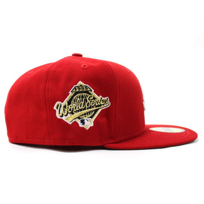 Peach Atlanta Braves 1995 World Series  New Era 59Fifty Fitted Hat (Glow in the Dark Red Green Under Brim)