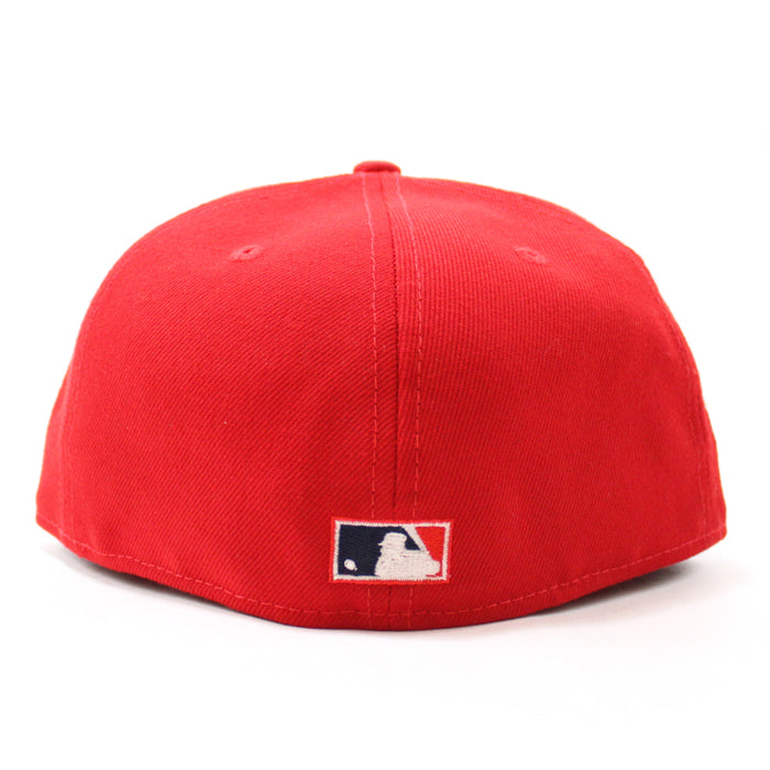 Peach Atlanta Braves 1995 World Series  New Era 59Fifty Fitted Hat (Glow in the Dark Red Green Under Brim)