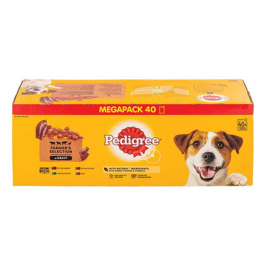 Pedigree Farmer's Selection In Gravy Adult Wet Dog Food 100g x 40 Pack