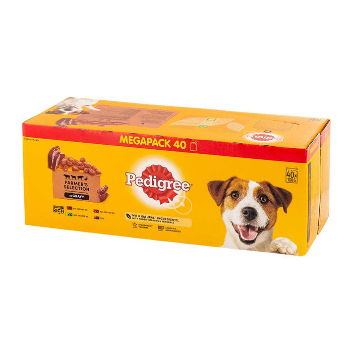 Pedigree Farmer's Selection In Gravy Adult Wet Dog Food 100g x 40 Pack