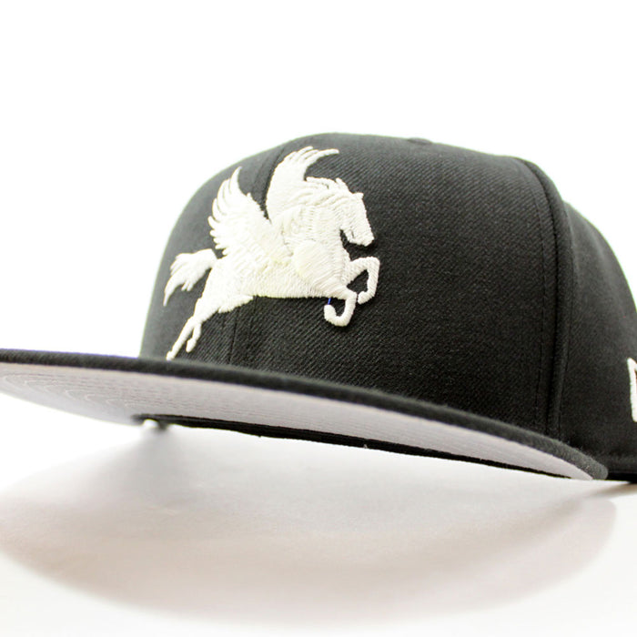Pegasus New Era 59Fifty Fitted Hats (Black Glow in the Dark Gray Under Brim)