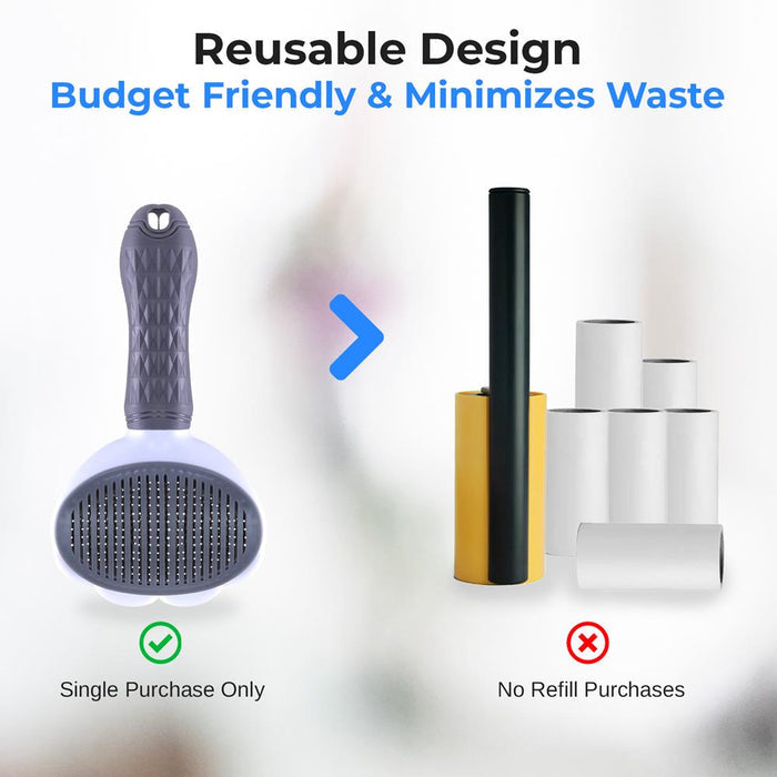 Pet Brush Self-Cleaning Slicker Removes Hair/Tangles Gray
