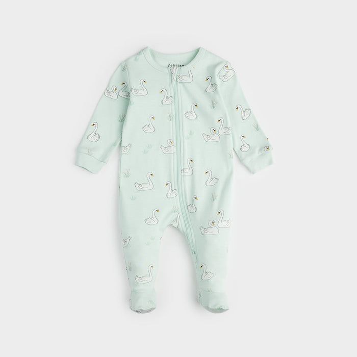 Petit Lem Water Lily Sleeper in Swan Print