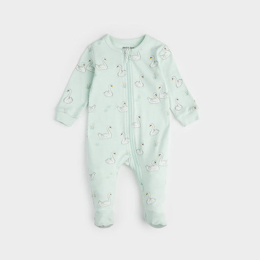 Petit Lem Water Lily Sleeper in Swan Print