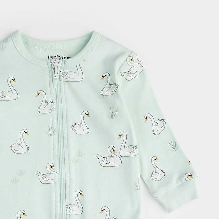 Petit Lem Water Lily Sleeper in Swan Print