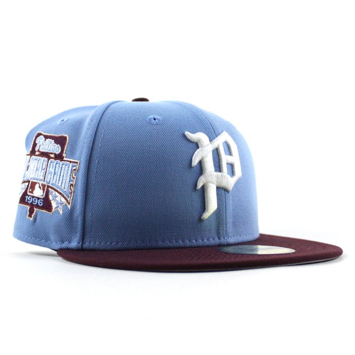 Philadelphia Phillies 1996 All Star Game 59Fifty New Era Fitted Hat (Sky Blue Maroon Gray Under Brim)
