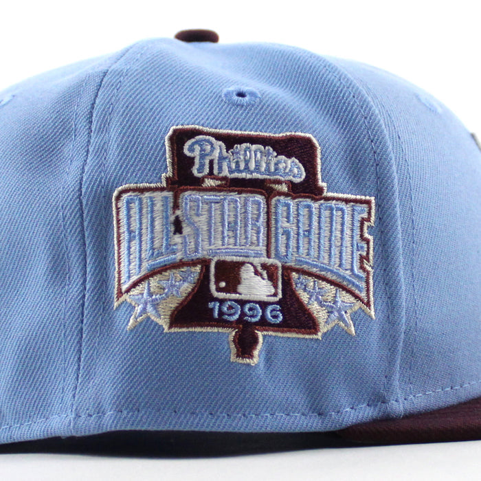 Philadelphia Phillies 1996 All Star Game 59Fifty New Era Fitted Hat (Sky Blue Maroon Gray Under Brim)