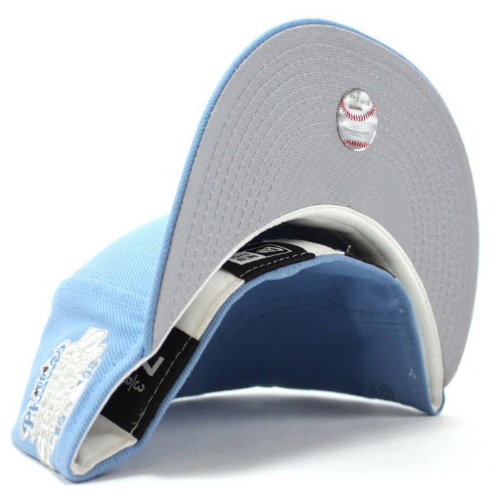 Philadelphia Phillies 2008 World Series 59Fifty New Era Fitted Cap (Glow in the Dark Sky Blue Gray Under Brim)