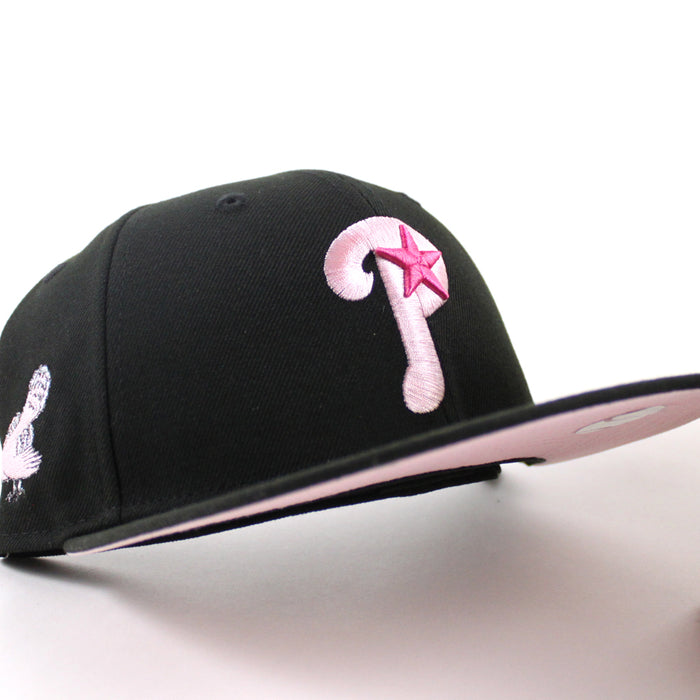 Philadelphia Phillies Cardinals Patch 59Fifty New Era Fitted Hat (Black Pink Under Brim)