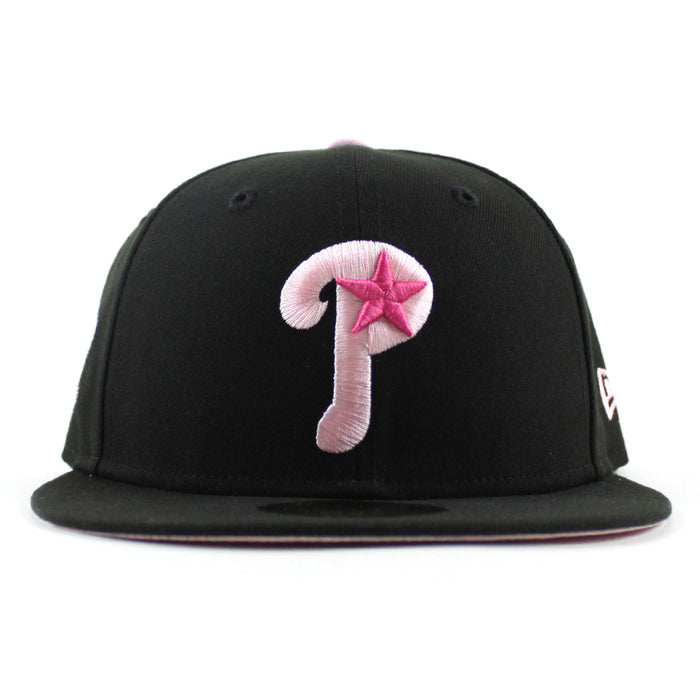 Philadelphia Phillies Cardinals Patch 59Fifty New Era Fitted Hat (Black Pink Under Brim)