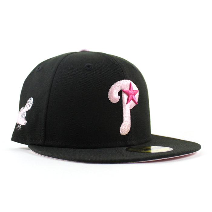 Philadelphia Phillies Cardinals Patch 59Fifty New Era Fitted Hat (Black Pink Under Brim)