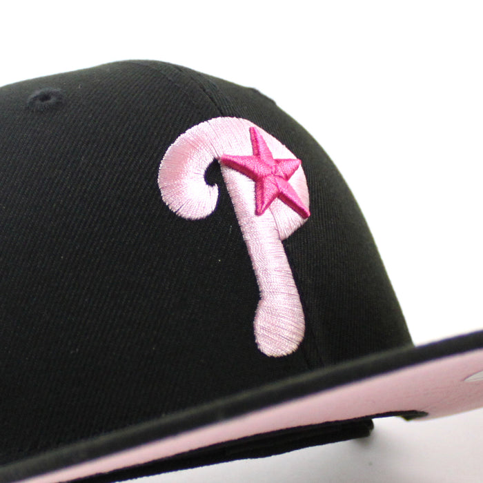 Philadelphia Phillies Cardinals Patch 59Fifty New Era Fitted Hat (Black Pink Under Brim)