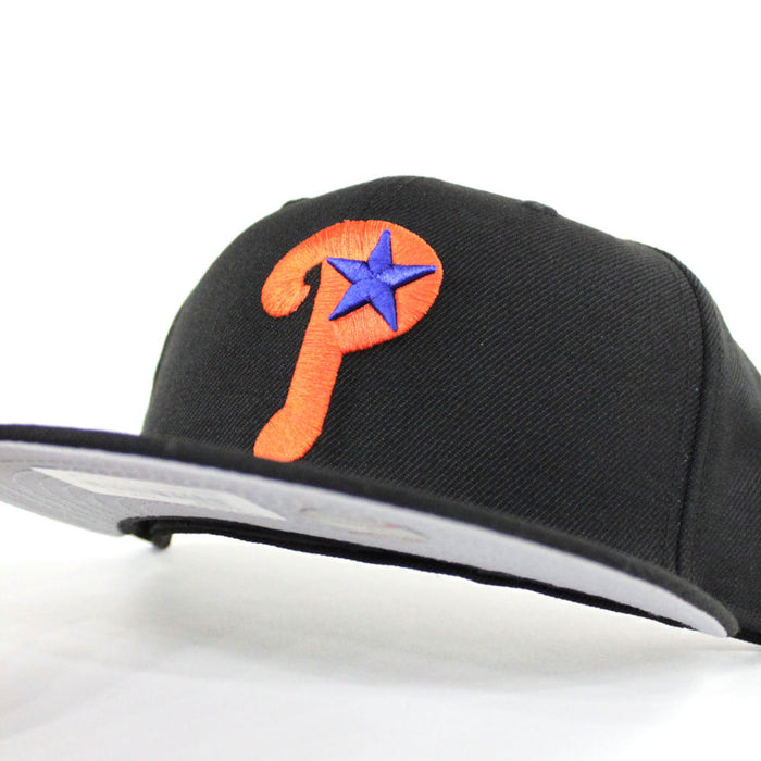 Philadelphia Phillies New Era 59Fifty Fitted Hat (Black Orange Blue Gray Under Brim)