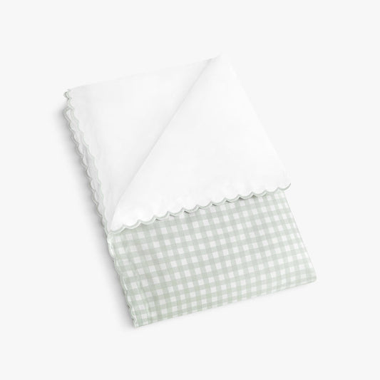 Picnic Gingham Baby Duvet in Green folded