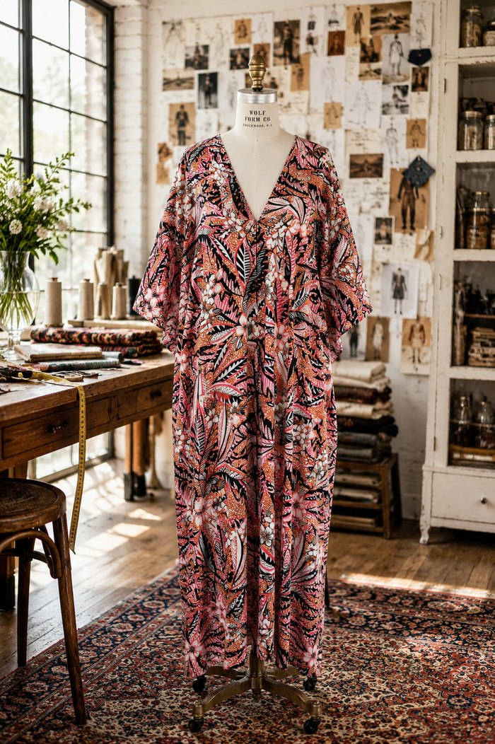 Pink Cabana Caftan Kaftan Dress