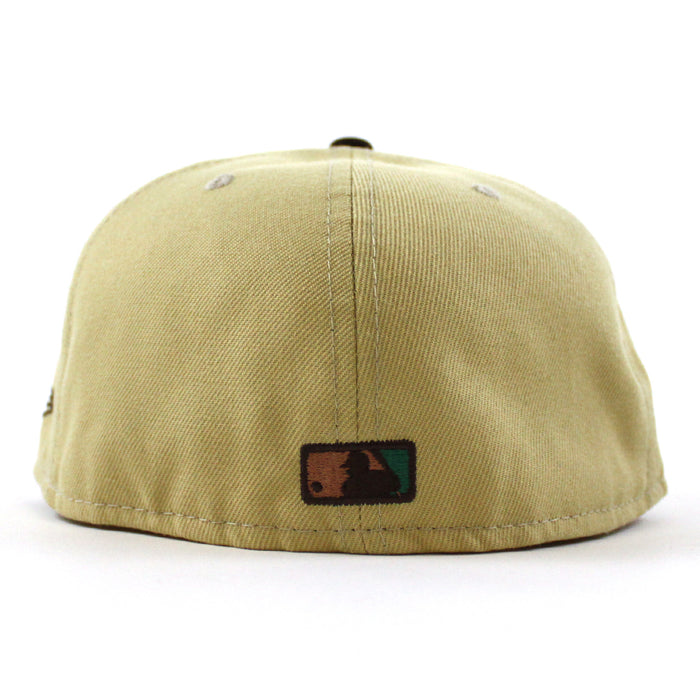 Pittsburgh Pirates PIRATES Patch 59Fifty New Era Fitted Hat (VEGAS GOLD BURNT WOOD EMERALD GREEN Under Brim)