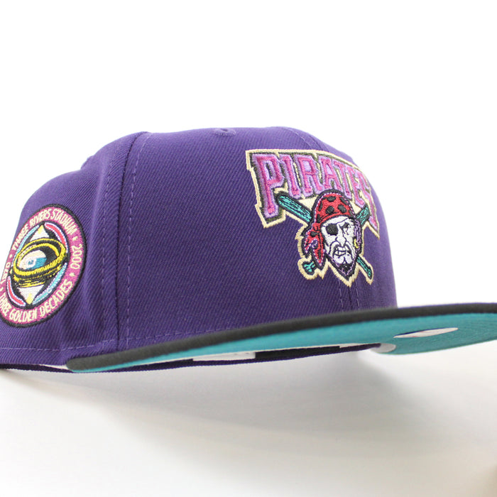 Pittsburgh Pirates THREE RIVERS STADIUM 59Fifty New Era Fitted Hat (PURPLE BLACK AQUA Under Brim)