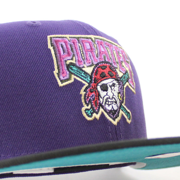 Pittsburgh Pirates THREE RIVERS STADIUM 59Fifty New Era Fitted Hat (PURPLE BLACK AQUA Under Brim)