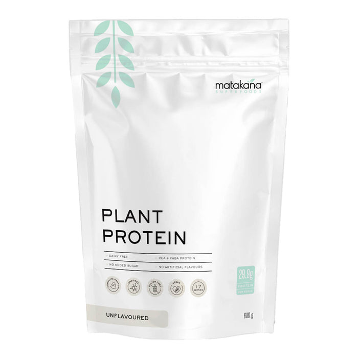 Matakana plant protein package on a white background. Pea & Faba bean protein.