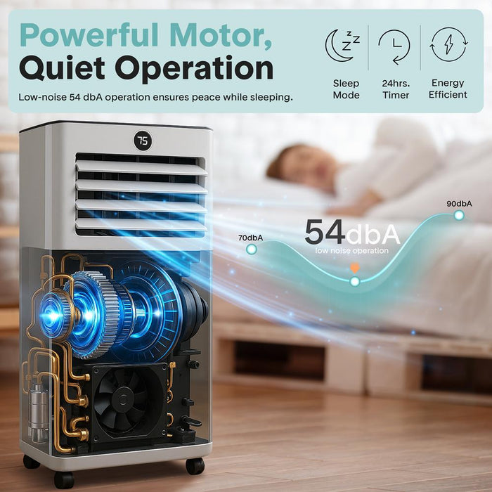 Portable Air Conditioner 8000 BTU Efficient Cooling WiFi White