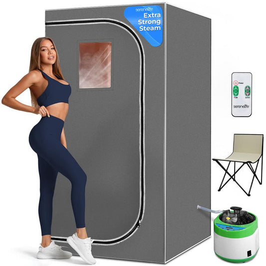 Portable Home Sauna for Relaxation, 1600W, Foldable Chair, Steam Gray