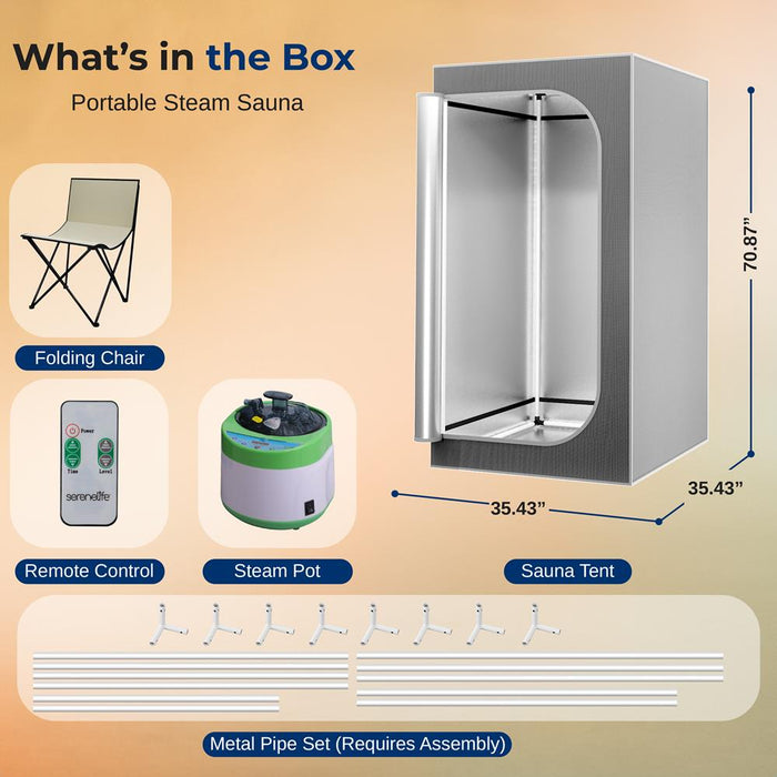 Portable Home Sauna for Relaxation, 1600W, Foldable Chair, Steam Gray