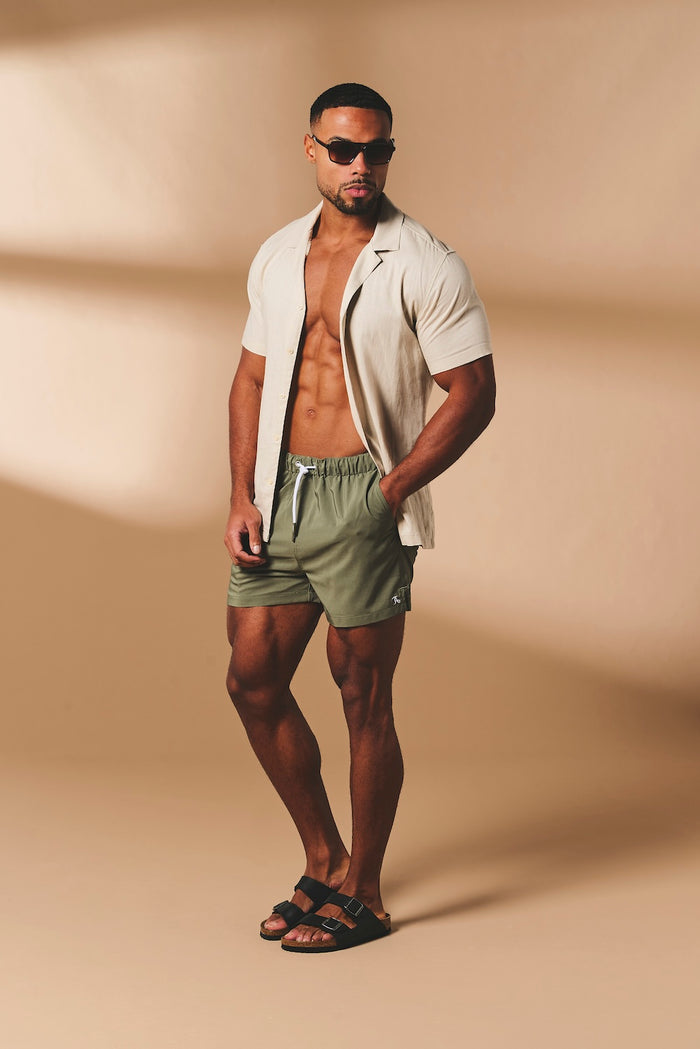 Quick Dry Plain Swim Shorts in Khaki - TAILORED ATHLETE - USA