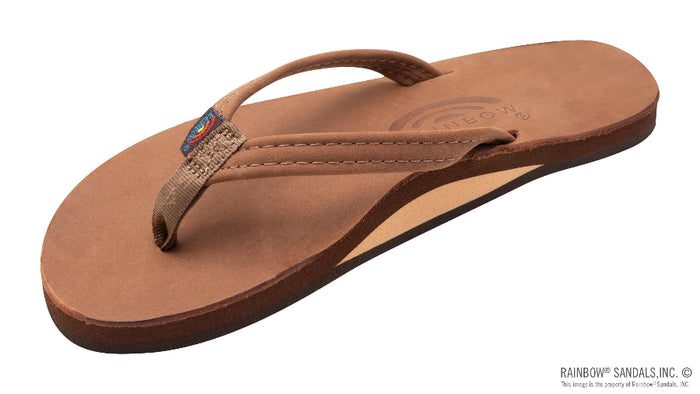 Rainbow Single Layer Premier Leather 1/2 inch narrow strap sandal side view