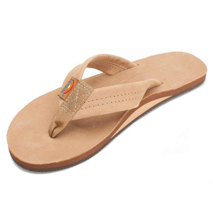 Rainbow Women's 301 Classic Premier Leather Flip Flop Sandal, 1" wide strap, single layer arch support