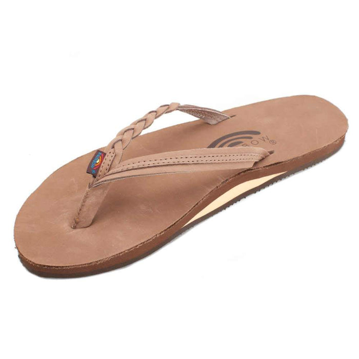 Rainbow Women’s Flirty Braidy 301 sandals, dark brown braided leather size M