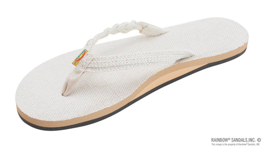 Rainbow Women's Hemp Flirty Braidy Flip Flop Sandal — natural hemp braided strap, single layer arch support, water-friendly