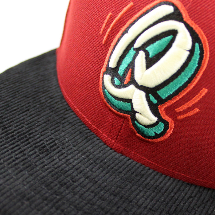 Rancho Cucamonga Quakes 10th SEASON 59Fifty New Era Fitted Hats (Red Corduroy Pine Under Brim)