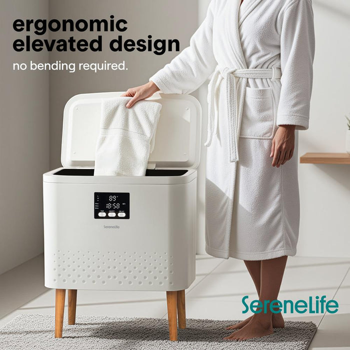 Rectangular Towel Warmer Bucket - Large Capacity Single Touch Towel & Blanket Warmer With Built-In Wifi Capability (White)
