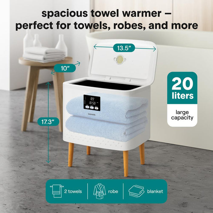 Rectangular Towel Warmer Bucket - Large Capacity Single Touch Towel & Blanket Warmer With Built-In Wifi Capability (White)