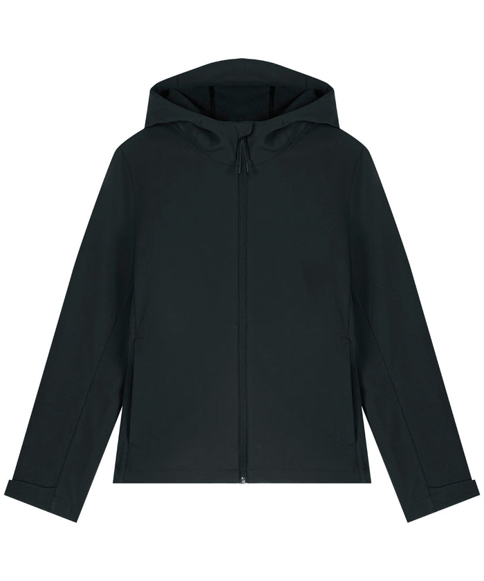 Recyled Polyester Hooded Softshell Jacket: Womens
