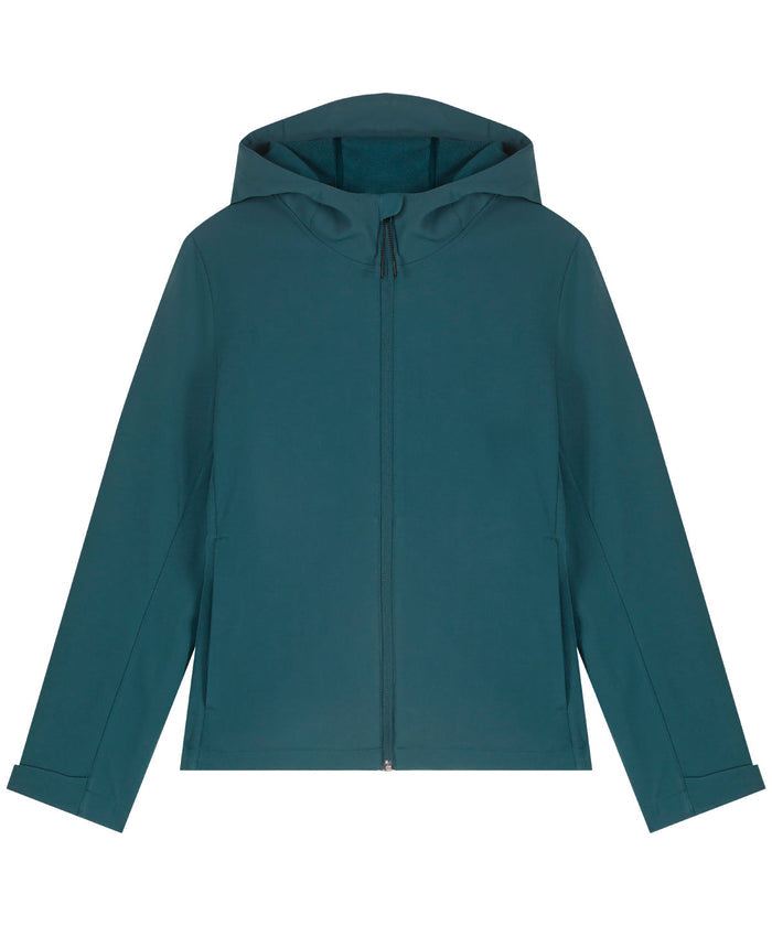 Recyled Polyester Hooded Softshell Jacket: Womens