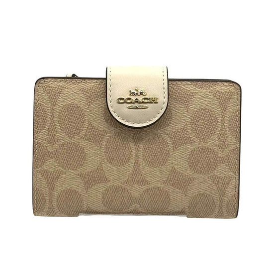 RETAIL $198 Coach Medium Corner Zip Wallet In Signature Canvas*NWT